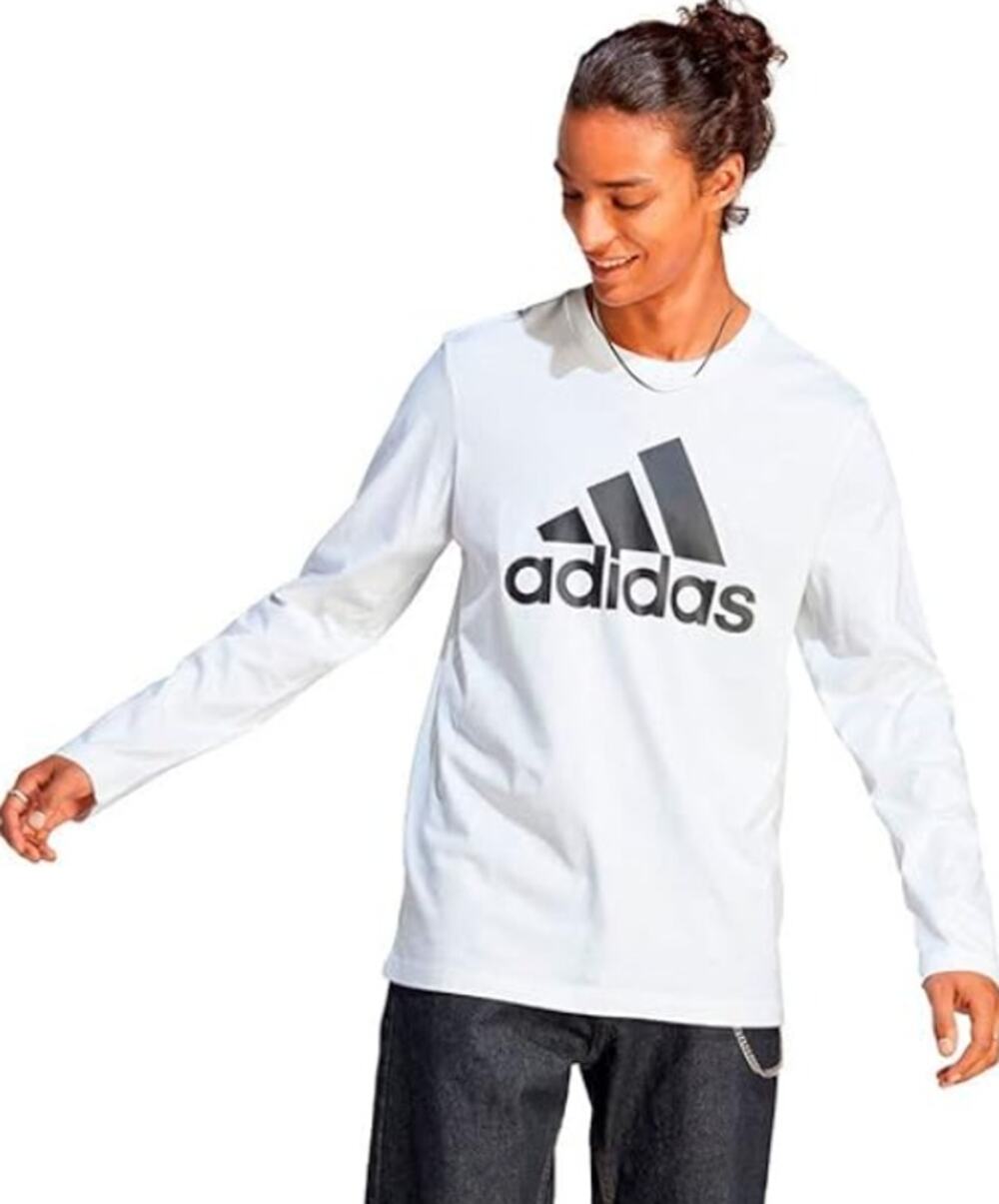 ADIDAS Men's Big Logo Single Jersey Shirt XL White Long Sleeve NWT